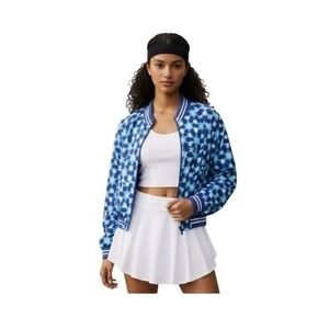 FP Movement NWT Top Seed Printed Tennis Jacket XS Indigo Blue Floral Cropped